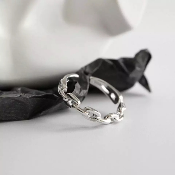 *NEW Cuban Chain Link 925 Sterling Silver Open Ring - Picture 6 of 16